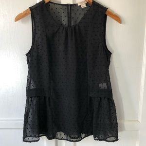 J. CREW Black Sleeveless Peplum Blouse